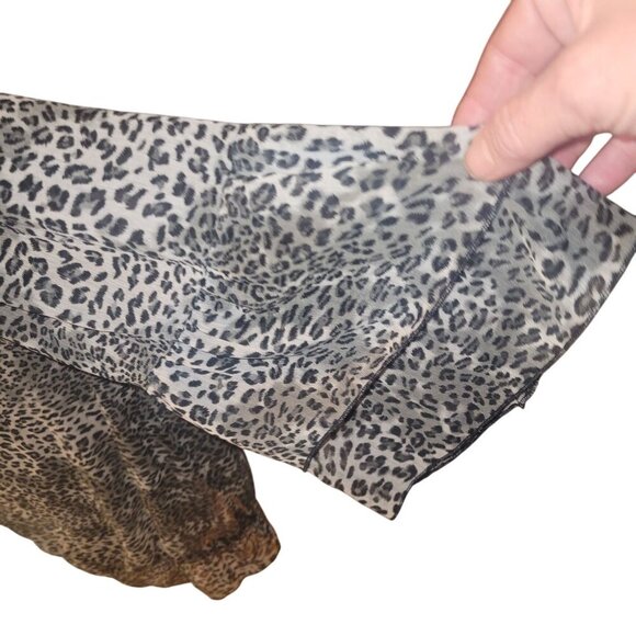 Sheer Leopard Print Tunic Top With Black Chain Trim V-Neckline Womens 2X Evoluti - Picture 4 of 6